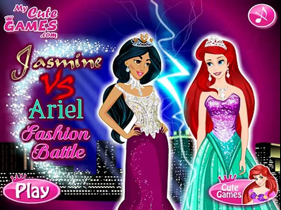 Juegos de Disney Princesas: Jasmine VS Ariel Moda Batalla- Vídeos bebé Juegos para niños