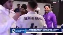 Eufóricos recibieron al héroe Sergio Ramos en el vestuario tras empatar ante Barcelona