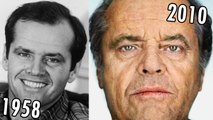 Jack Nicholson  (1958-2010) all movies list from 1958! How much has changed? Before and After!  The Shining, One Flew Over the Cuckoo's Nest, The Departed, The Bucket List, Batman, As Good as It Gets, ChinaTown