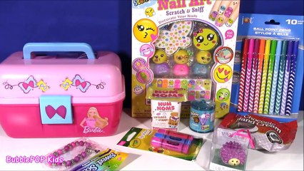 BARBIE Caboodle Trinkets & Goodies! ChocoPie Cream Emoji Scented Nail Polish Painting! SPK Lip BALMs