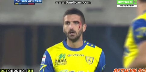Horror Foul On Alessando Gamberini Blood on face - Verona 0-0 Genoa - 05.12.2116 HD