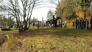 Duel VTT cheval téléthon Pressignac le départ 3-12-2016