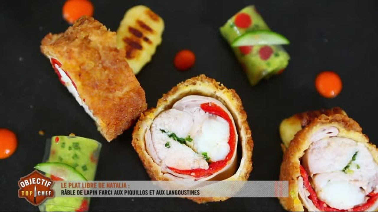 Râble de lapin farci aux piquillos et aux langoustines de Natalia