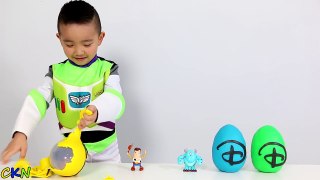 Disney Pixar Wind-Up Play-Doh Surprise Eggs Opening Fun With Buzz Lightyear Woody Disney Cars