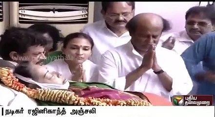 Superstar Rajinikanth pays last respect to Jayalalitha