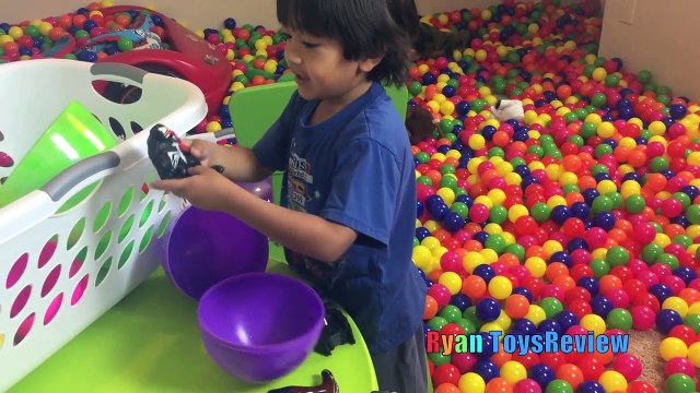 HUGE EGGS SURPRISE TOYS Challenge Easter Eggs Hunt in Giant Ball Pit Disney Cars Toys Spiderman