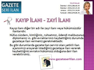 Konsimento Kayıp ilan örneği