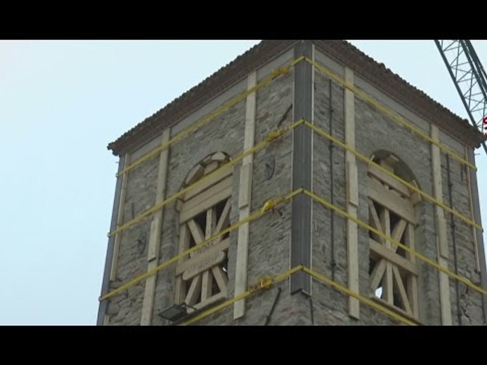 Muccia (MC) - Terremoto, in sicurezza il campanile della chiesa di San Biagio (06.12.16)