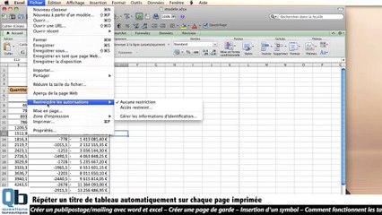 EXCEL -Titre et entête de tableau automatique