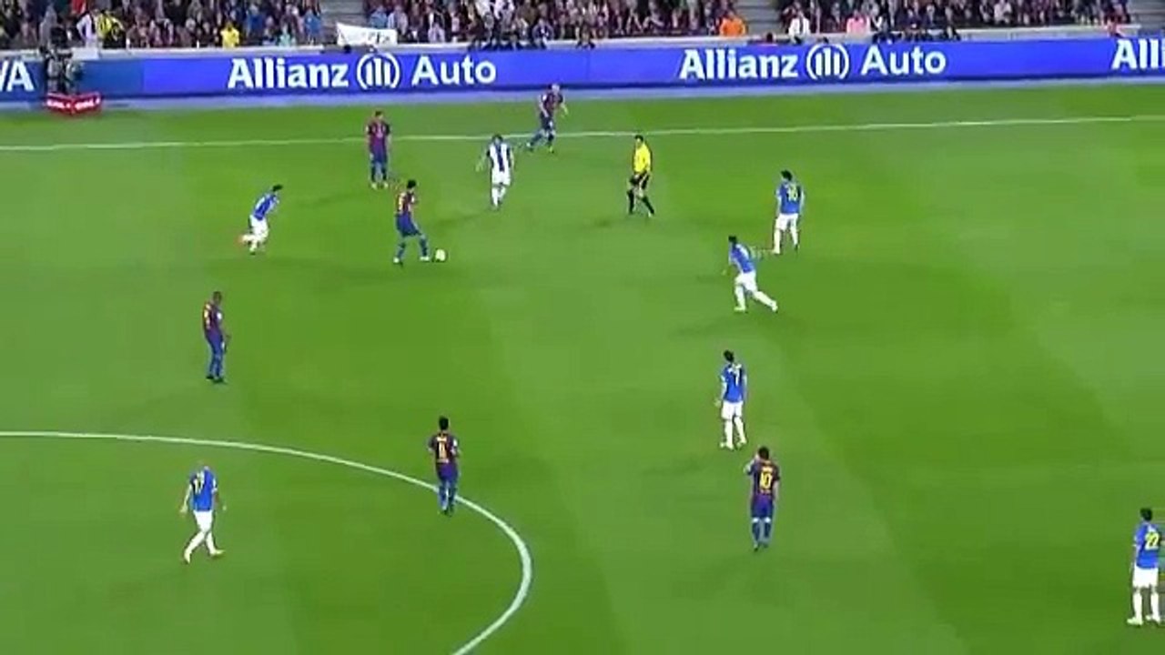 Espanyol`s Blue/White Muppets stand & stare while Barcelona does what they do best