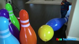 Batman vs Superman Giant Bowling Challenge Inflatable toys for kids Egg Surprise Monster Truck-CCQ06jJw2w4