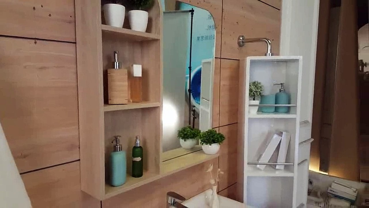 MDF Bathroom Cabinet With Swing Side Cabinet