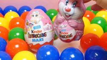 Ball Pit Balls & Kinder Surprise Maxi Eggs & Pink Easter Bunny Surprise Rabbit-_D71VU7jenc