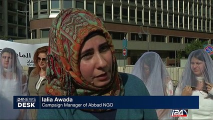 Lebanese women dressed as brides protest rape law