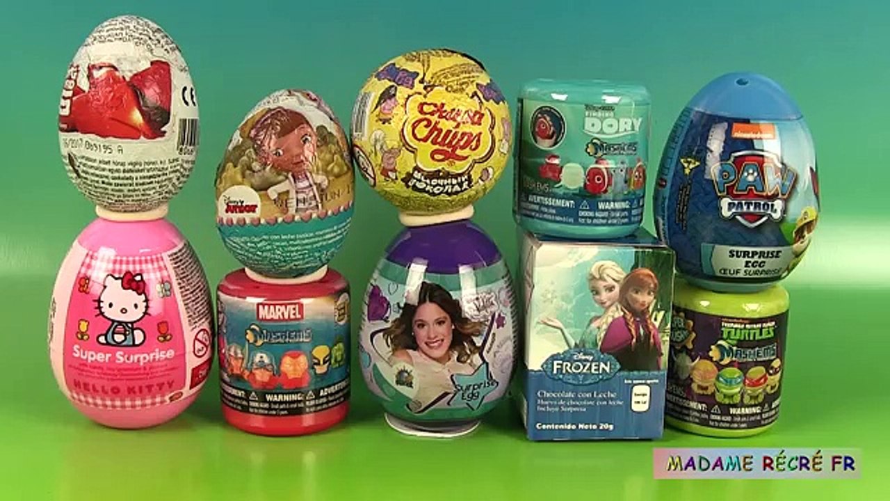 10 Oeufs Surprise Pat Patrouille Marvel Avengers Doc la peluche Violetta 10 Surprise Eggs Unboxing
