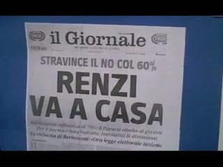 Aversa (CE) - Referedum: Edicolè dedica vetrina a Matteo Renzi (06.12.16)