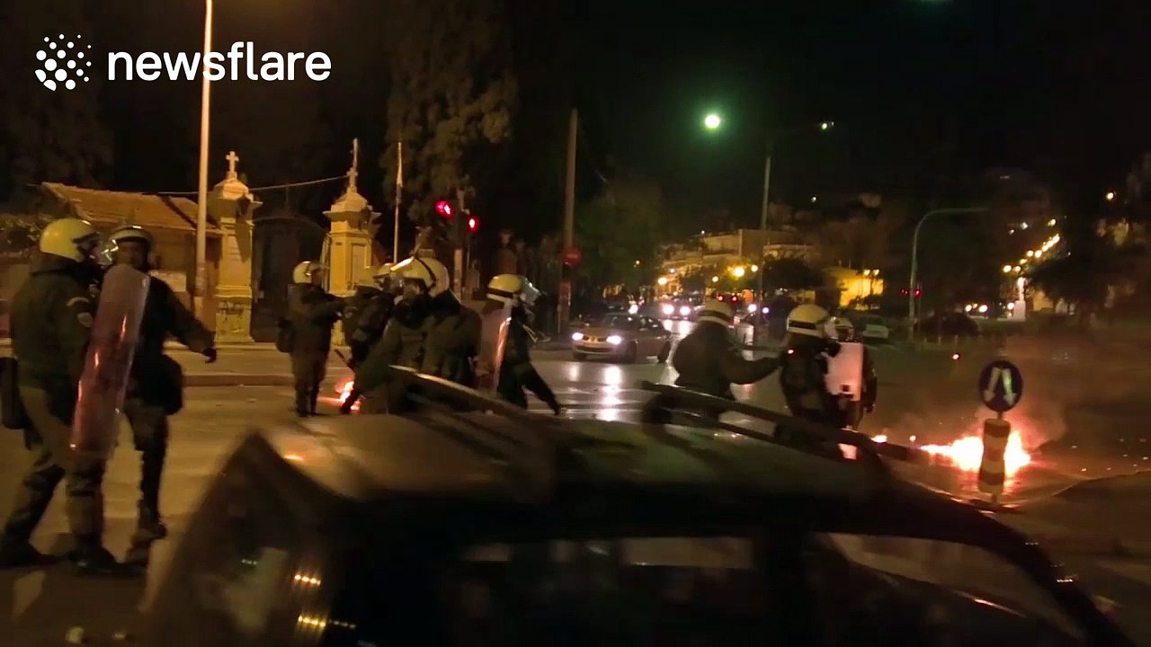 Molotov cocktails 'launched' at police as riots break out in Greece