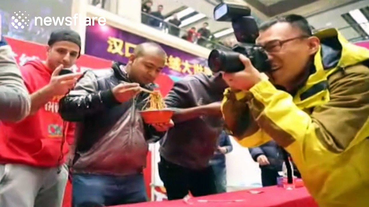 Woman finishes bowl in eight seconds in noodle...