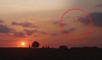 UFO appears during sunset time lapse video