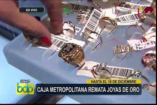 Caja Metropolitana de Lima remata joyas de oro