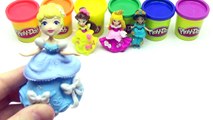 Play Doh Disney Princess Candy Cane Dresses  Cinderella Belle  Aurora Jasmine Magiclip