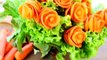 Art In Carrot Rose Flower _ Vegetable Carving Garnish _ Food Decoration _ Party Garnishing
