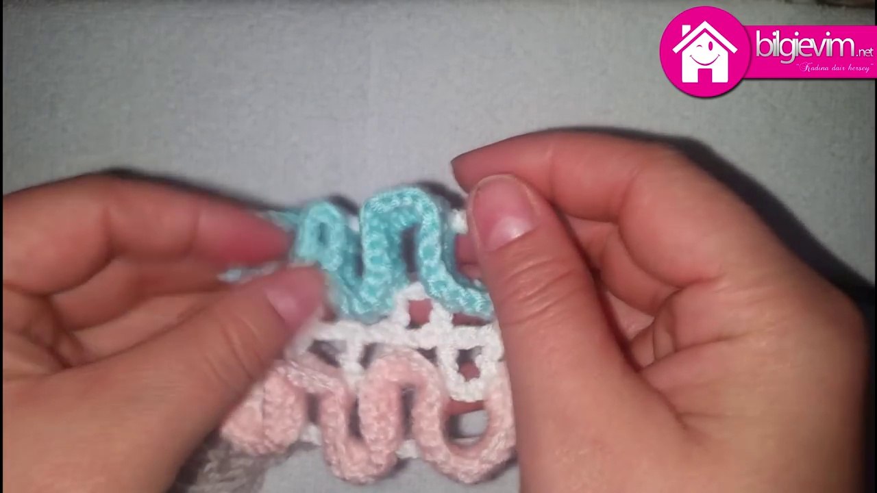 Tığ işi Örgüde Kıvrımlı Tepe Örneği Videolu Alatım El İşleri