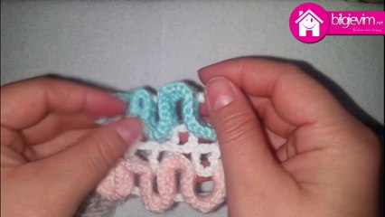 Tığ işi Örgüde Kıvrımlı Tepe Örneği Videolu Alatım El İşleri