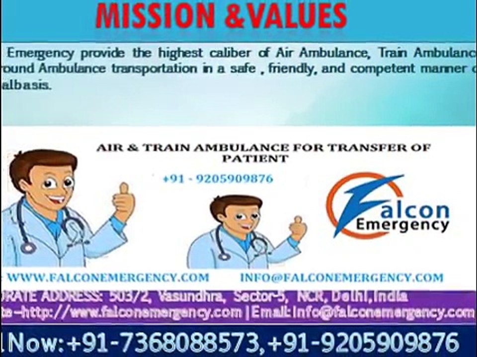 Welcome To Falcon Emergency Air and Train Ambulance Services from Delhi