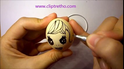 How to draw on egg _ How To Draw Egg Faces_Draw face cute on egg