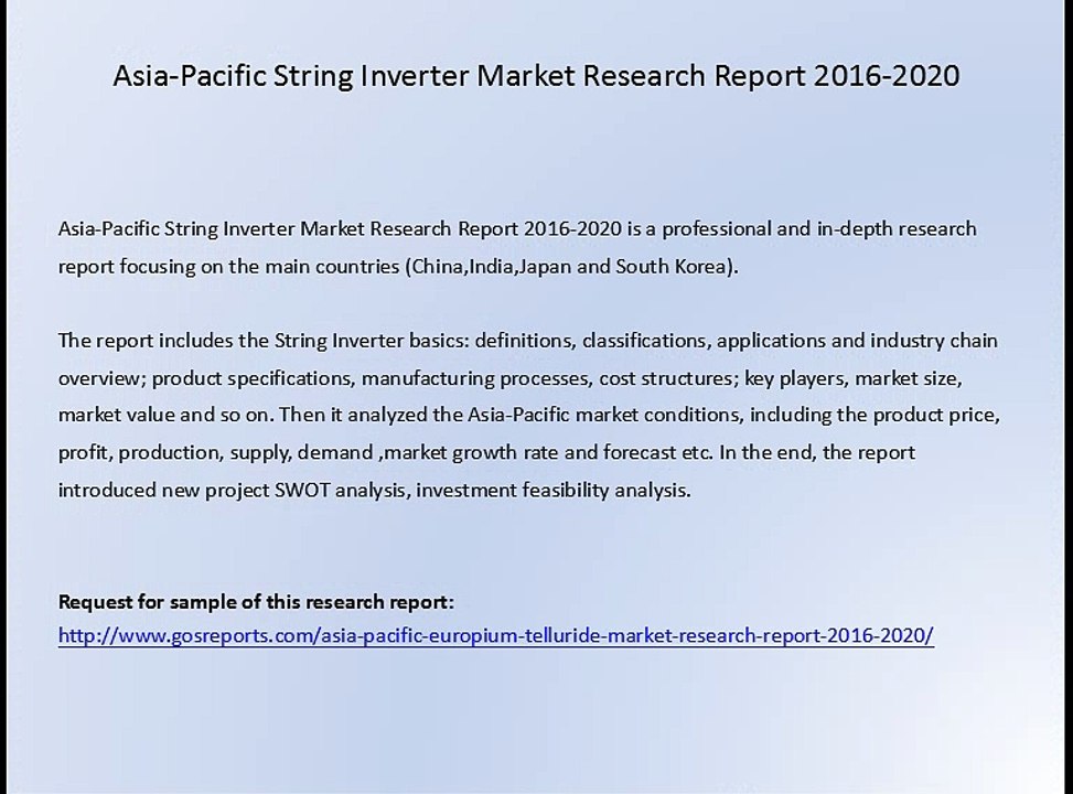 Asia-Pacific String Inverter Market Research Report 2016-2020