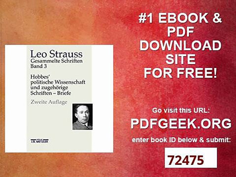 Leo Strauss Gesammelte Schriften Band 3 Hobbes' politische Wissenschaft und zugehörige Schriften - Briefe