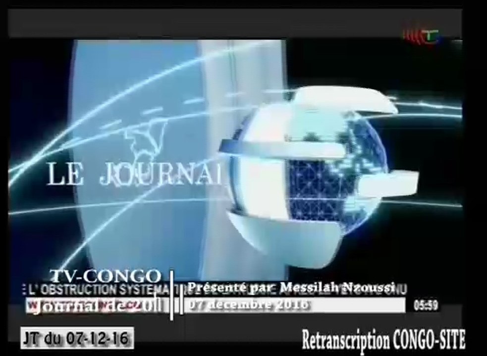 Journal de 20h TVCongo du mercredi 07 décembre 2016 -By Congo-Site