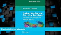 Price Modern Multivariate Statistical Techniques: Regression, Classification, and Manifold