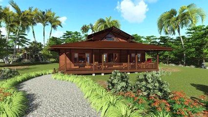 Tropical House Designs - Teak Bali Hamakua Haven Model - 3D Walk-through in HI Res