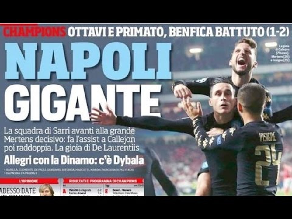 Benfica-Napoli 1-2, azzurri agli ottavi di Cham...