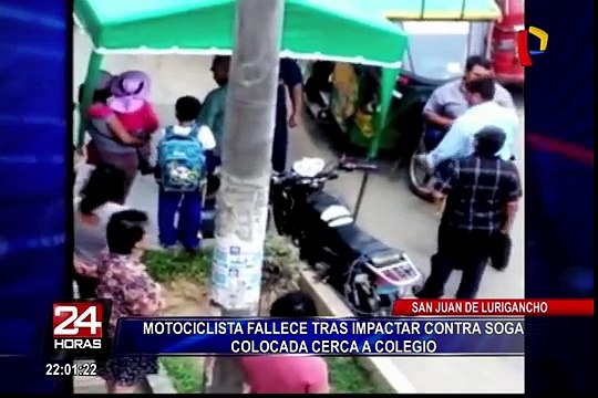 Motociclista fallece tras impactar contra soga colocada cerca de colegio
