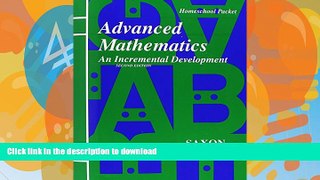 Pre Order Advanced Mathematics: An Incremental Development - Homeschool Packet, 2nd Edition On Book