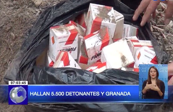 Hallan enterrada 5500 detonantes y granada