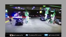 Conductor de auto robado arrastra a policía en estación de gasolina -Video