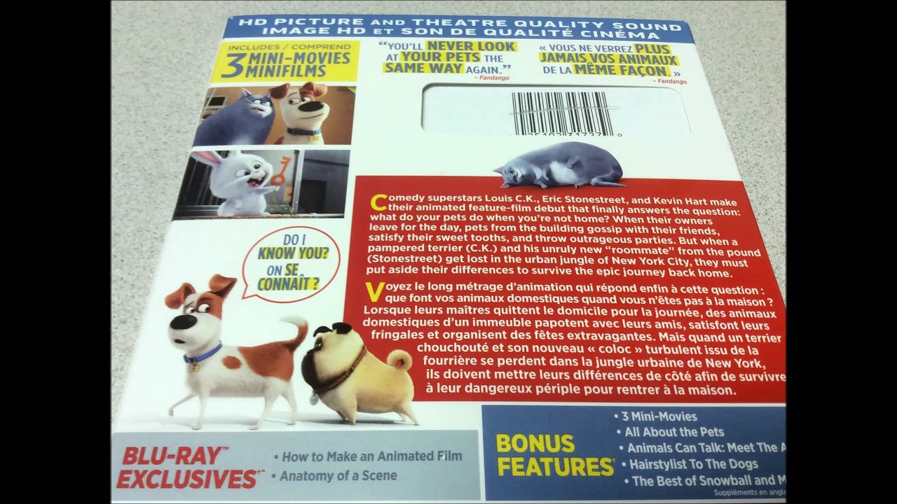 critique combo Blu-ray/DVD de The Secret life of Pets (Comme des bêtes)