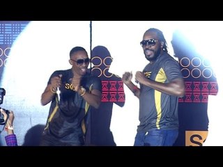 Chrish Gayle & Dwayne Bravo's Calypso DANCE At Condom Launch Event