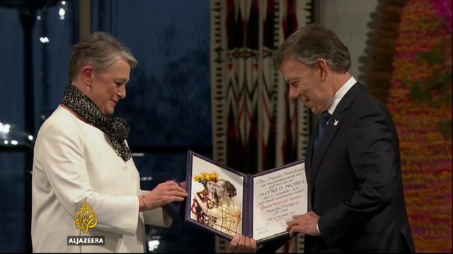 Colombia's president receives Nobel Peace Prize