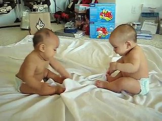 Twin baby boys have a conversation - super cute