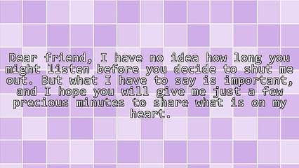 Give Me Five Minutes (Things I Would Like to Say to An Abuse Victim)