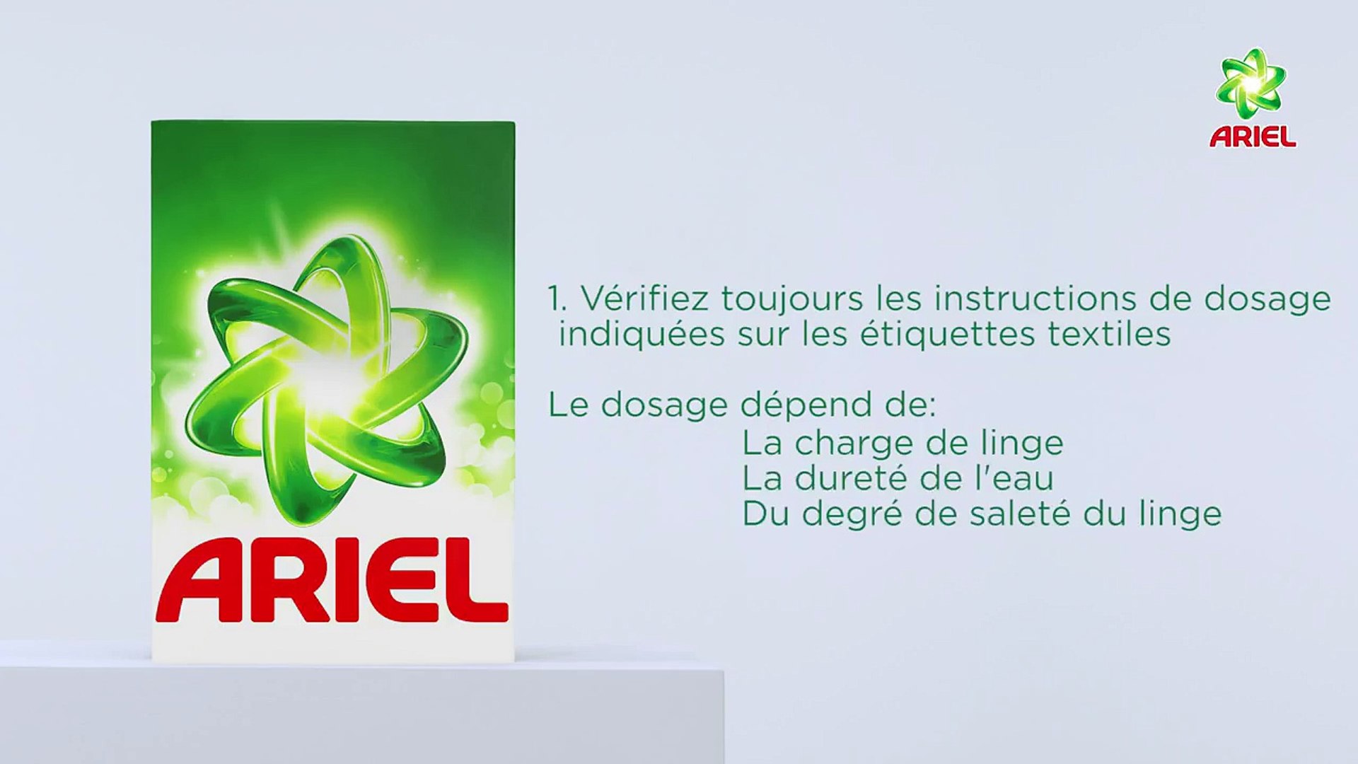 Instructions pour l'entretien de votre linge - Lessive liquide - Ariel -  Vidéo Dailymotion