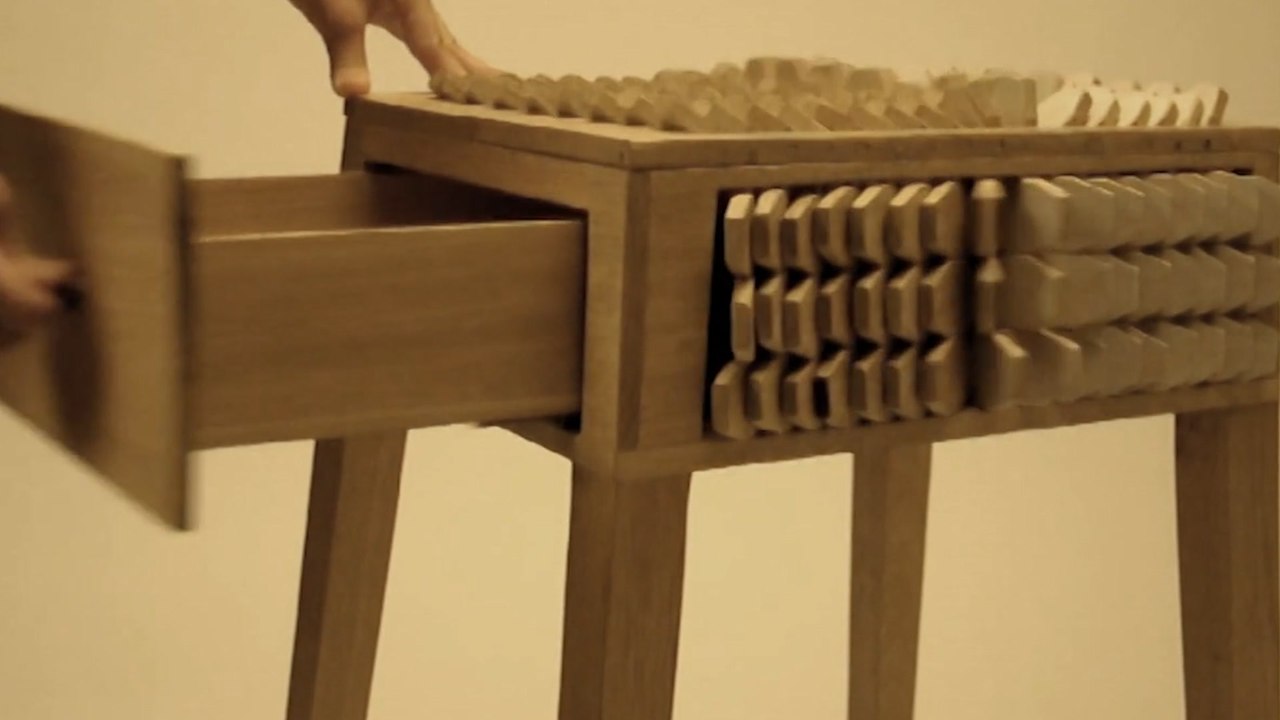 This moving nightstand is also art for your bedroom