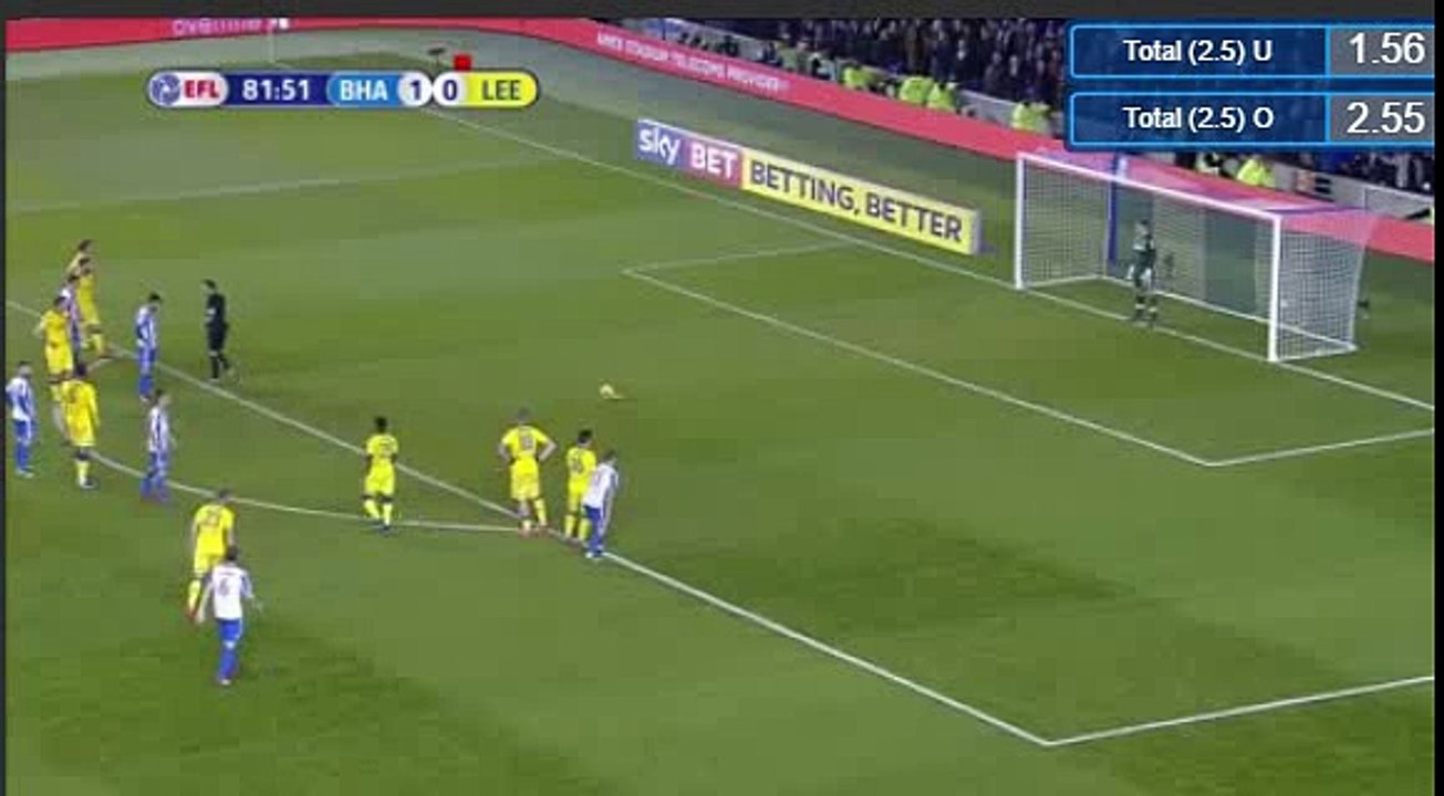 Tomer Hemed Penalty Goal HD - Brighton 2 - 0	Leeds 09.12.2016