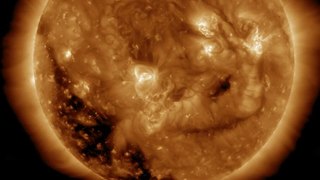 A massive coronal hole rotates into view on the Sun