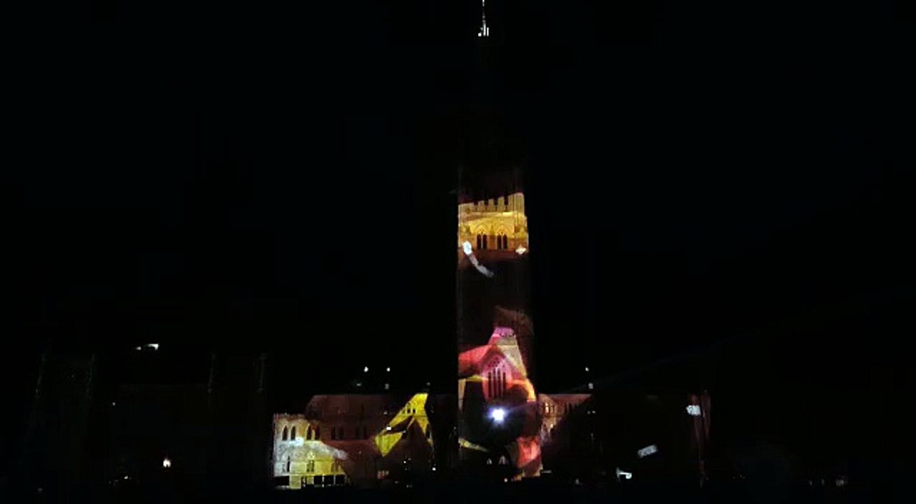 Beautiful fantatic building lights animations digitally laser